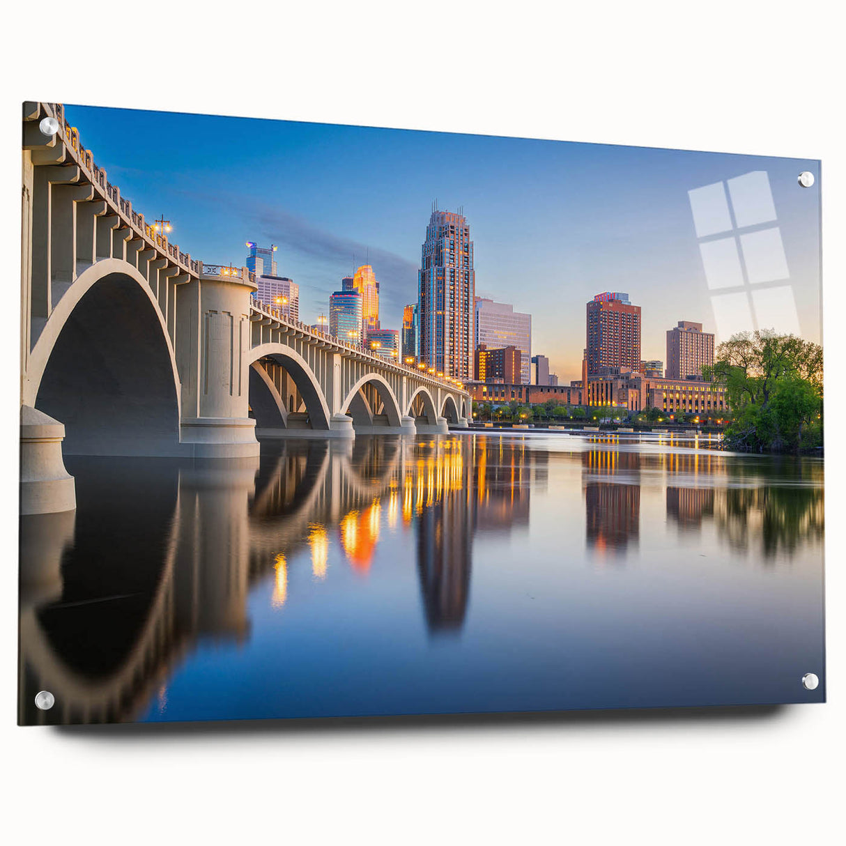 Large abstract wall art in blue and gold tones on canvas, suitable for bedroom or dining room decor.