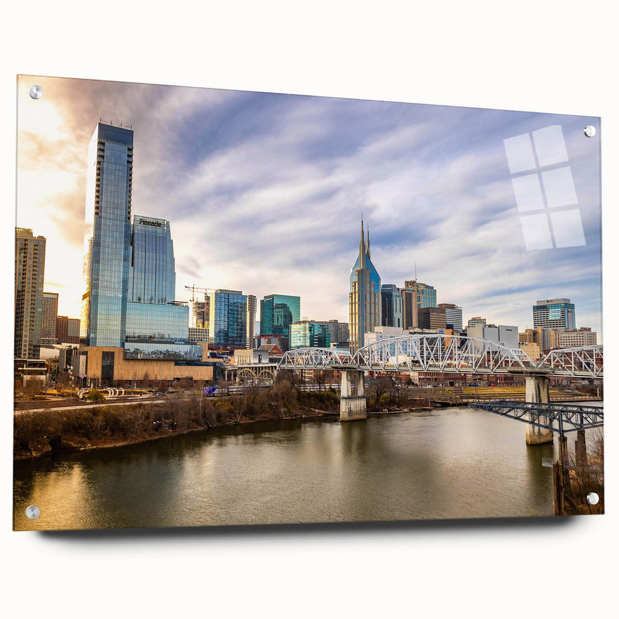 Large abstract wall art featuring swirling blue and gray tones on canvas, suitable for bedroom or dining room decor.