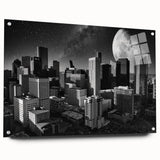 Large abstract wall art on canvas featuring swirling blue and gray tones, ideal for bedroom or dining room decor.