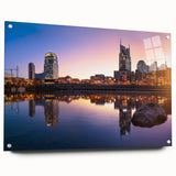 Large abstract wall art in muted gray and blue tones on canvas, suitable for bedroom or dining room decor.