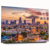 Large abstract wall art in vibrant blues and oranges on canvas, suitable for bedroom or dining room decor.