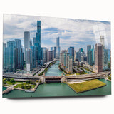 Large abstract wall art with swirling shades of blue and gray on canvas, suitable for bedroom or dining room decor.