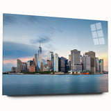 Large abstract wall art featuring swirling blue and gray tones on a canvas, suitable for bedroom or dining room decor.