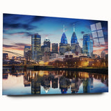 Large abstract wall art print featuring swirling blue and gray tones on canvas.