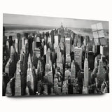 Large abstract wall art print on canvas featuring swirling blue and gray tones.