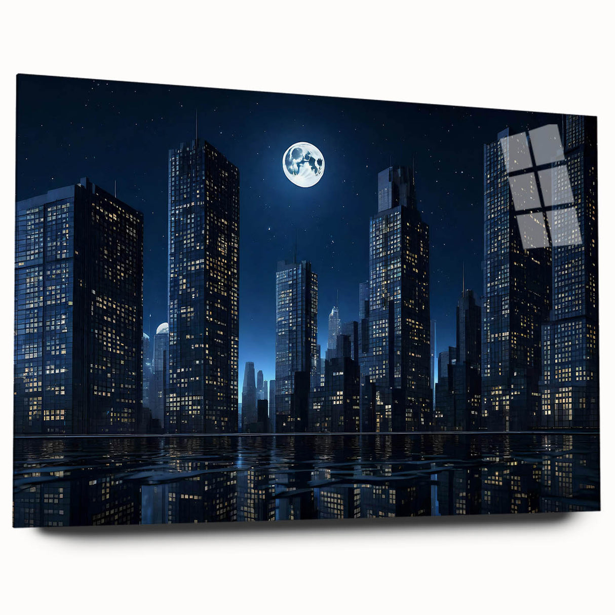 Large abstract wall art in vibrant blue and orange tones on canvas, ideal for bedroom or dining room decor.