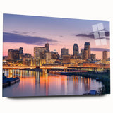 Large abstract wall art in vibrant blue and orange hues on canvas, suitable for bedroom or dining room decor.