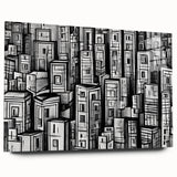 Large abstract wall art featuring swirling blue and gray tones on canvas, ideal for bedroom or dining room decor.