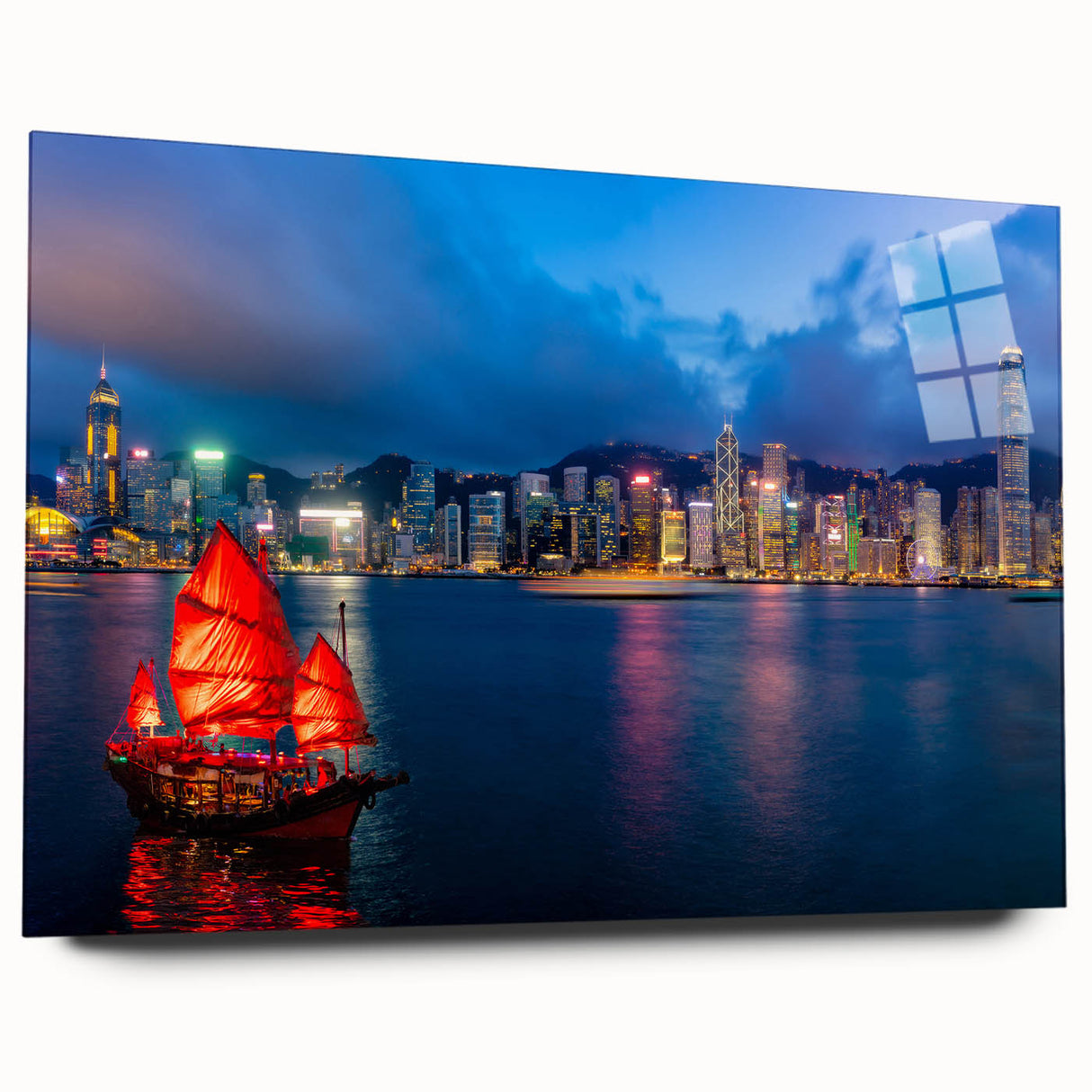 Large abstract wall art in vibrant blue and orange hues on canvas, suitable for bedroom or dining room decor.