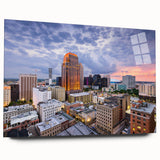 Large abstract wall art in muted gray and blue tones on canvas, ideal for bedroom or dining room decor.