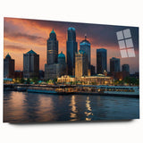 Large abstract wall art featuring swirling blue and gray tones on canvas, ideal for bedroom or dining room decor.