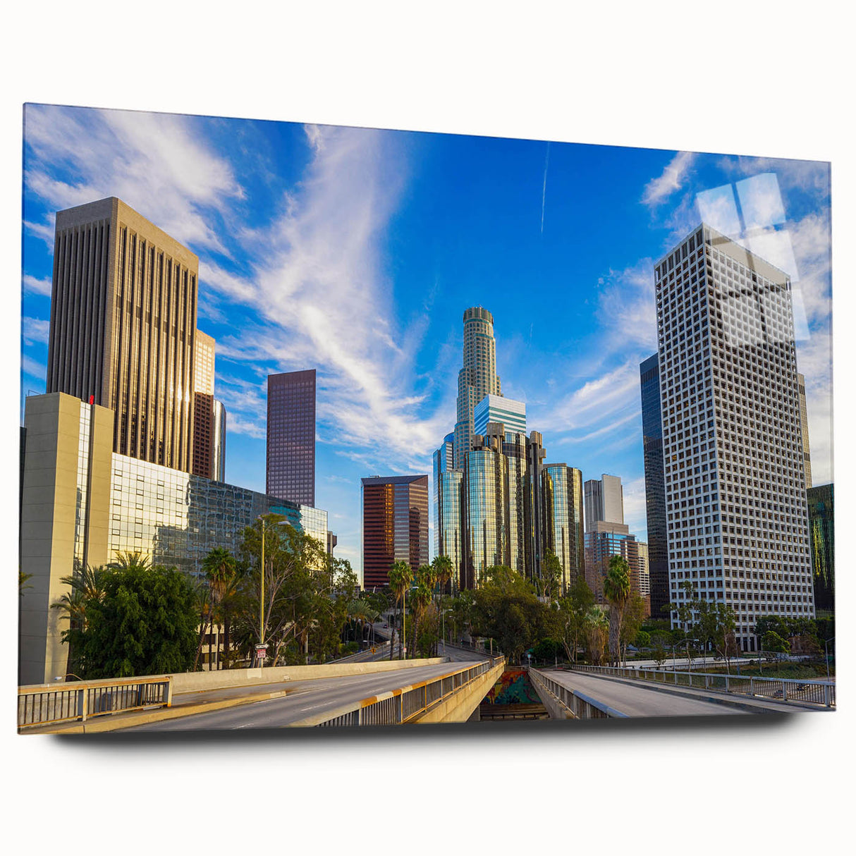 Large abstract wall art on canvas featuring swirling blue and gray tones, ideal for modern bedroom or dining room ambiance.