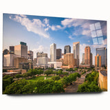 Large abstract wall art in vibrant blue and green hues on a rolled canvas, ideal for bedroom or dining room decor.