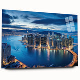 Large abstract wall art featuring swirling blue and gray tones on a rolled canvas, ideal for bedroom or dining room decor.