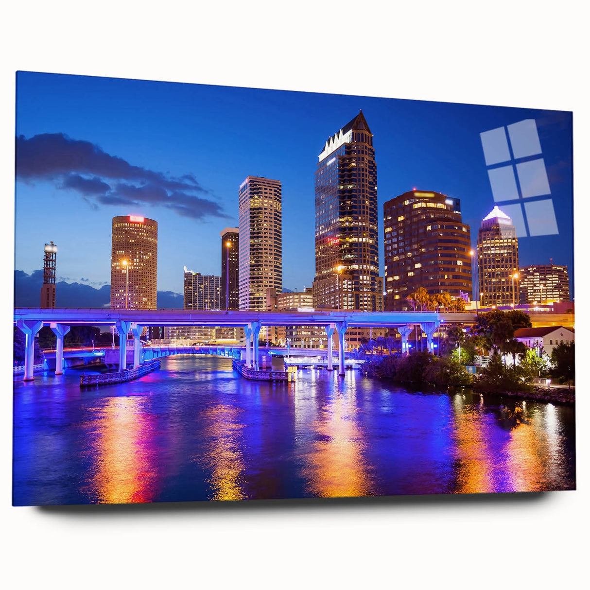 Large abstract wall art in vibrant blue and green tones on canvas, suitable for bedroom or dining room decor.