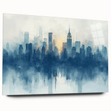 Large abstract wall art in vibrant blue and orange tones on canvas, ideal for bedroom or dining room decor.