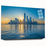 Large abstract wall art print in vibrant blue and green hues on canvas, ideal for modern bedroom or dining room ambiance.