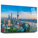 Large abstract wall art in muted gray and blue tones on canvas, ideal for bedroom or dining room ambiance.