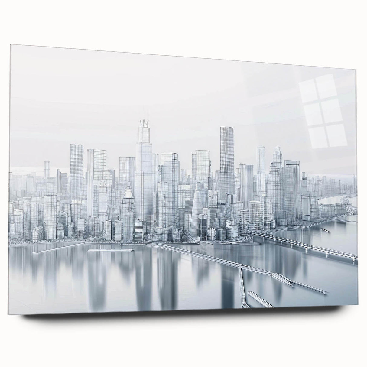 Large abstract wall art featuring swirling blue and gray tones on canvas, suitable for bedroom or dining room decor.