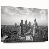 Large abstract wall art in muted gray and blue tones on canvas, suitable for bedroom or dining room decor.
