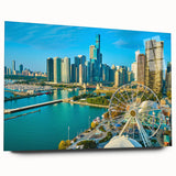 Large abstract wall art on canvas featuring swirling blue and grey tones, ideal for bedroom or dining room decor.
