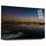 Large abstract wall art featuring swirling blue and gray tones on a rolled canvas, ideal for bedroom or dining room decor.