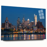 Large abstract wall art featuring swirling blue and gray tones on canvas, suitable for bedroom or dining room decor.