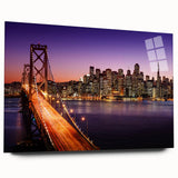 Large abstract wall art in vibrant blues and oranges on canvas, suitable for bedroom or dining room decor.