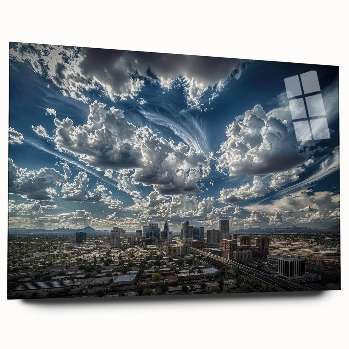 Large abstract wall art in blue and gray tones on canvas, ideal for bedroom or dining room decor.