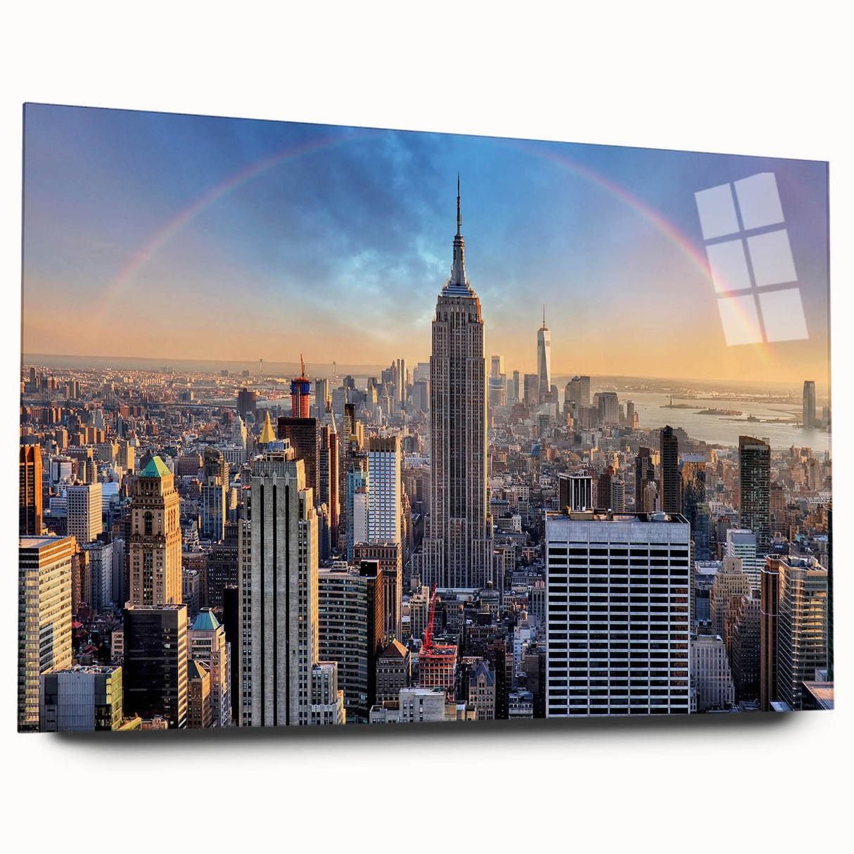 Large abstract wall art in vibrant blue and orange tones on canvas, suitable for bedroom or dining room decor.