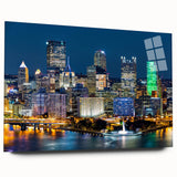 Large abstract wall art in muted blue and gray tones on canvas, suitable for bedroom or dining room decor.