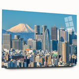 Large abstract wall art print in vibrant blue and orange hues on canvas, suitable for bedroom or dining room decor.