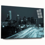 Large abstract wall art in vibrant blue and green tones on canvas, suitable for bedroom or dining room decor.