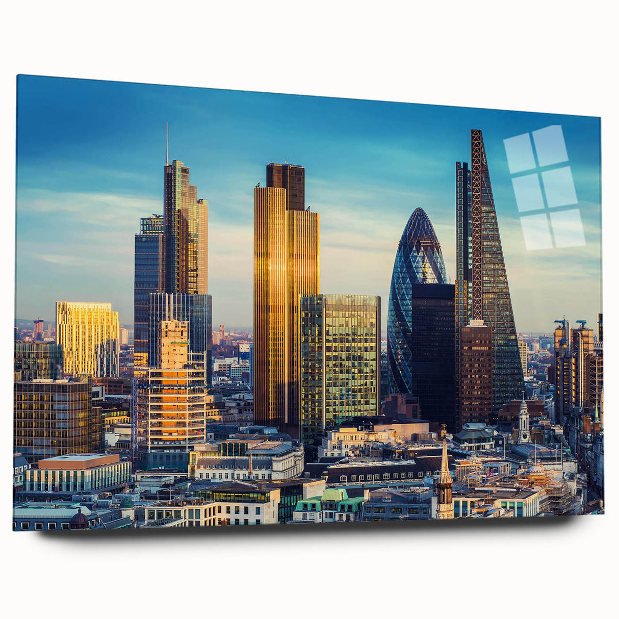 Large abstract wall art print in vibrant blue and orange hues on canvas, suitable for bedroom or dining room decor.