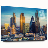 Large abstract wall art print in vibrant blue and orange hues on canvas, suitable for bedroom or dining room decor.