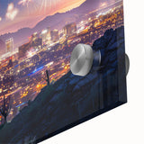 Large abstract wall art in mid-century modernist style, featuring geometric shapes in earth tones.