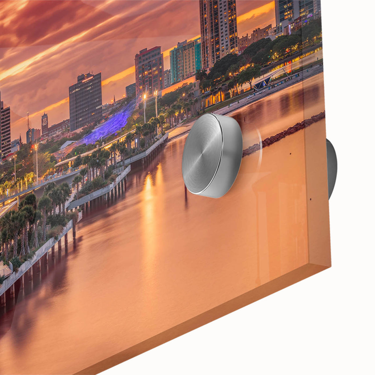 Large abstract wall art in vibrant orange and blue hues on canvas, ideal for dining room ambiance.
