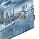 Large abstract wall art in muted earth tones on canvas, suitable for dining room ambiance.