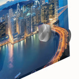 Large abstract wall art in mid-century modernist style with vibrant earth tones on canvas, ideal for dining room decor.