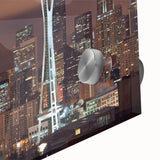 Large abstract wall art in mid-century modernist style with vibrant hues on canvas, suitable for dining room ambiance.