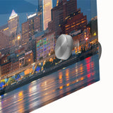 Large abstract wall art in vibrant blue and green hues on canvas, ideal for dining room ambiance.