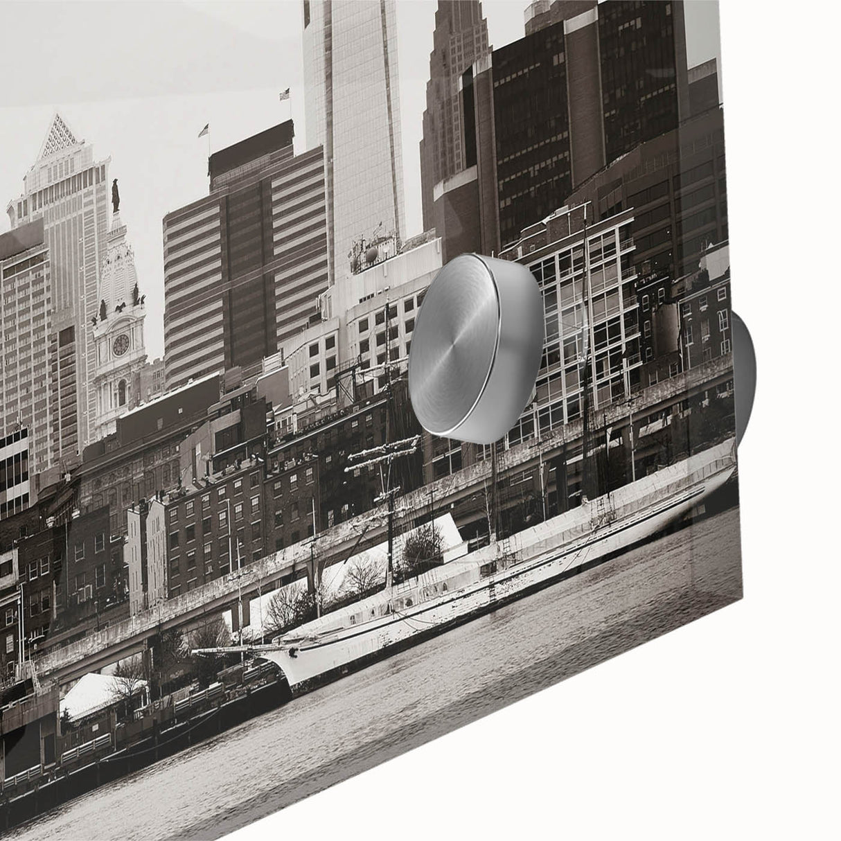 Large abstract wall art in mid-century modernist style, featuring bold, geometric shapes in earth tones.