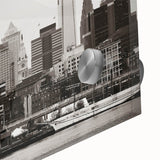Large abstract wall art in mid-century modernist style, featuring bold, geometric shapes in earth tones.
