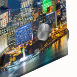 Large abstract wall art in mid-century modernist style, featuring bold geometric shapes in a mix of orange, brown, and cream.