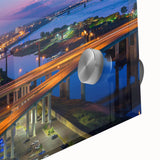 Large abstract wall art in mid-century modernist style, featuring bold geometric shapes in earth tones.