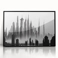 Large abstract wall art in mid-century modernist style, featuring bold geometric shapes in muted earth tones.