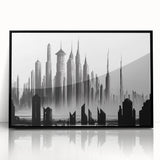 Large abstract wall art in mid-century modernist style, featuring bold geometric shapes in muted earth tones.
