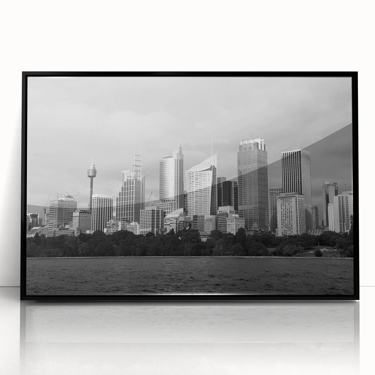 Large abstract wall art print in muted earth tones on canvas, featuring mid-century modernist design.