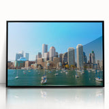 Large abstract wall art featuring swirling blues and oranges on canvas, ideal for modern living room decor.