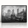 Large abstract wall art in muted gray and blue tones on canvas, featuring mid-century modernist design.